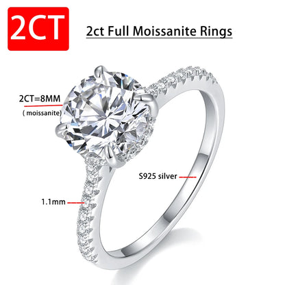 Wedding Rings For Women Man S925 Silver Full Moissanite Ring Plated Pt950 1ct-4ct