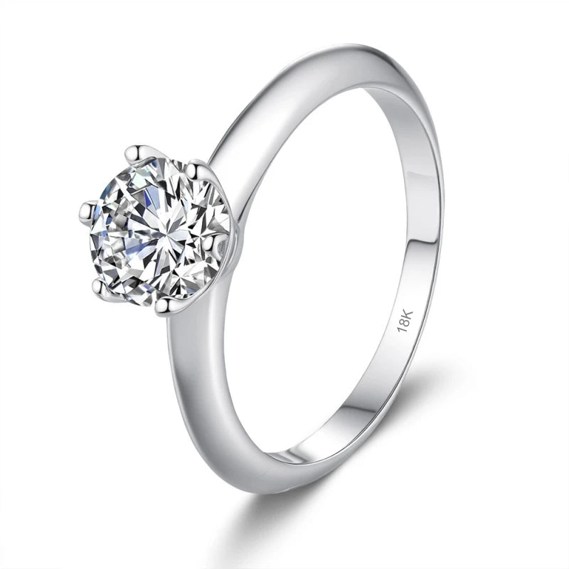 Women Engagement 18K White Gold Wedding Band 0.5/1/2CT VVS1 D Color Moissanite Diamond Girl Valentine's Day PT950 Platinum Rings