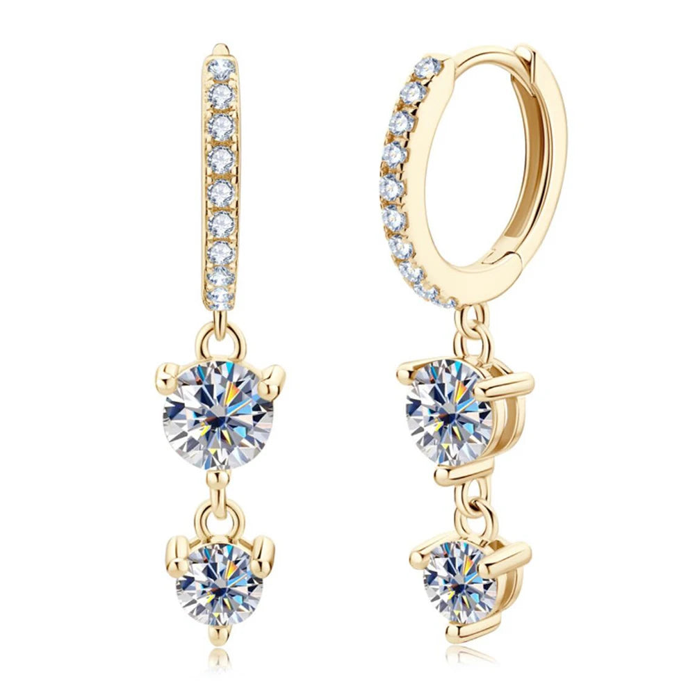 D Color Full Moissanite Drop Earrings For Women S925 Silver 1.6 Carat Diamond Earring Wedding Party Fine Jewelry