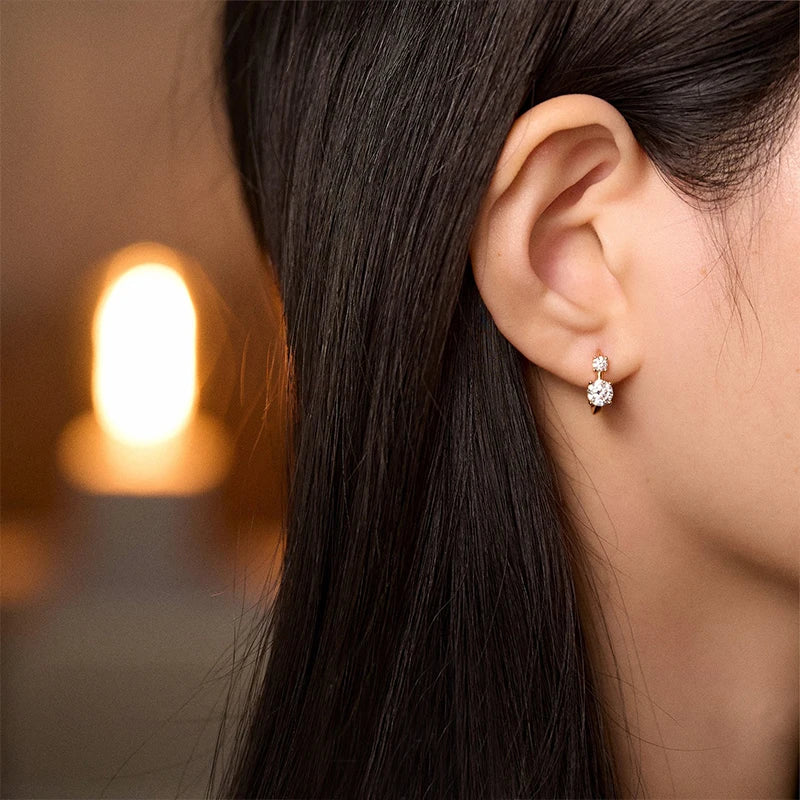 Moissanite Earrings With Certificate 925 Sterling Silver Hoop Earring