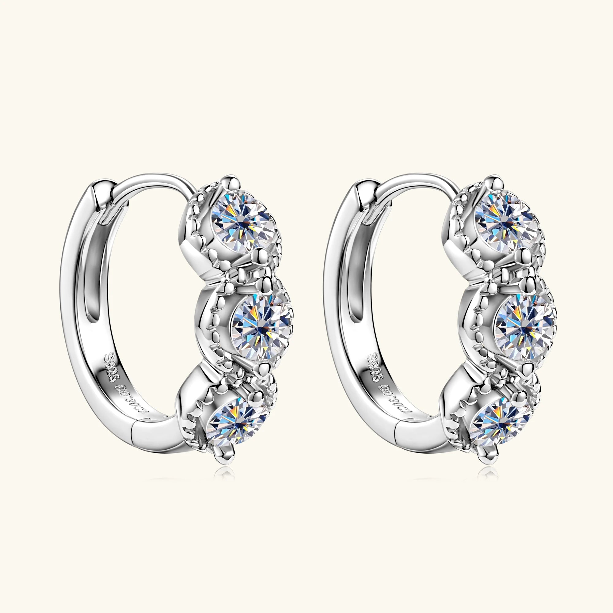 D Color Sparkling Moissanite Earrings 925 Sterling Silver Classic Shining Circle Hoop Earrings For Women Fine Jewelry