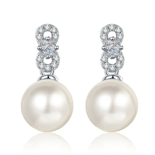 Moissanite Pearl Drop Earrings