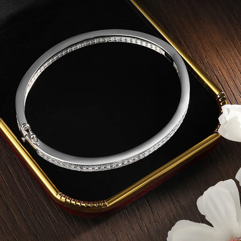 D VVS1 Moissanite Full Diamond Bangle | S925 Silver