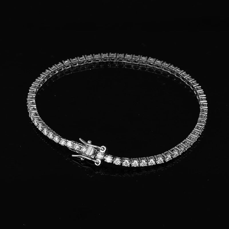 Moissanite Tennis Bracelet 2mm D Color 925 Sterling Silver with White Gold Plated Bracelets for Women Pass Diamond Tester
