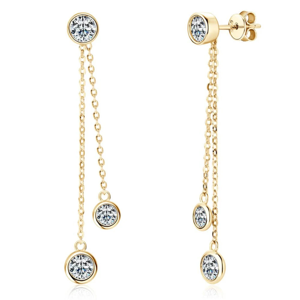 Full Moissanite Dangle Earrings 100% 925 Silver Original Certified Diamond Long Tassel Drop Earring For Women Jewelry Trend