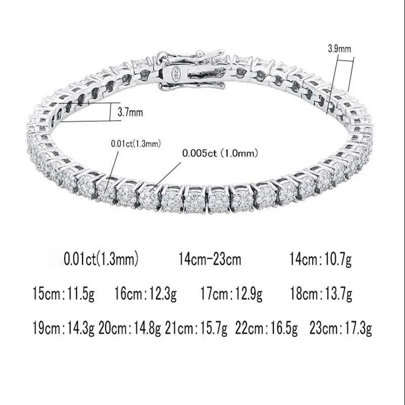 Moissanite Diamond Link Chain Bracelets Bangle