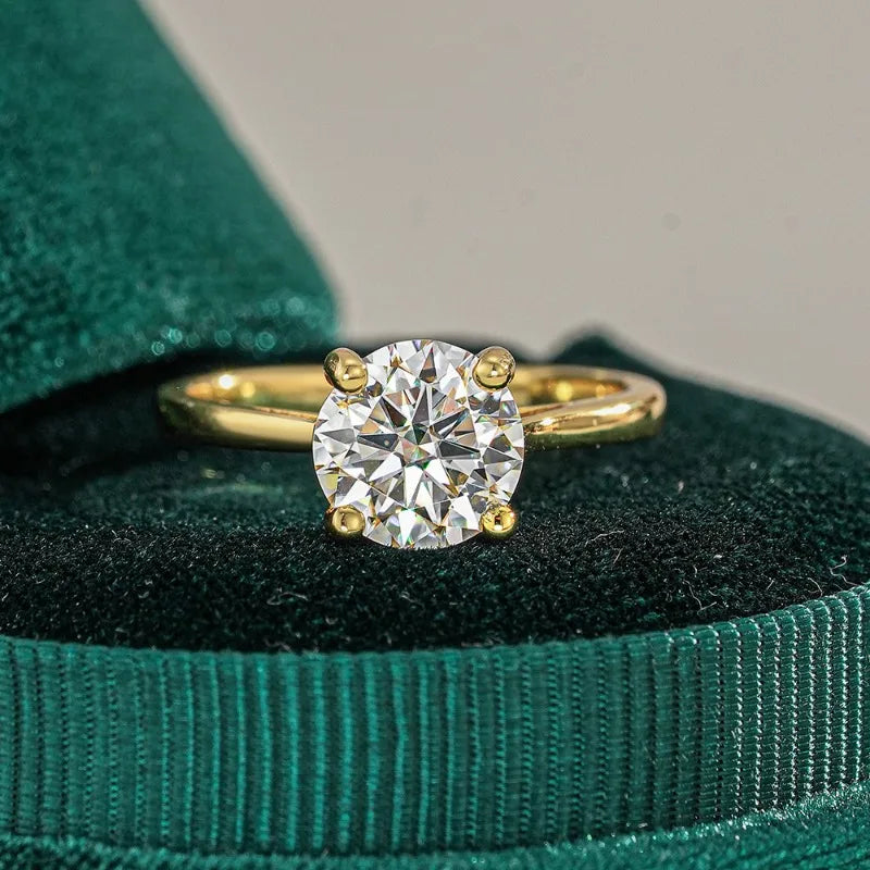 Engagement 18K Gold Women Wedding Band Four Claw Inlay 2/3CT Moissanite Diamond Girl Valentine's Day Fine Jewelry Birthday Gift
