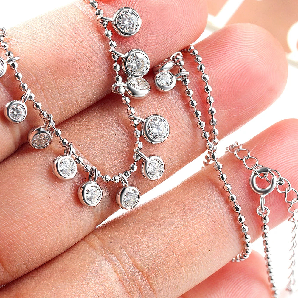 Moissanite Bubble Necklace  4.5ct D for Women Gift Solid s925 Silver Sparkling Lab Diamond Gypsophila Necklace Jewelry