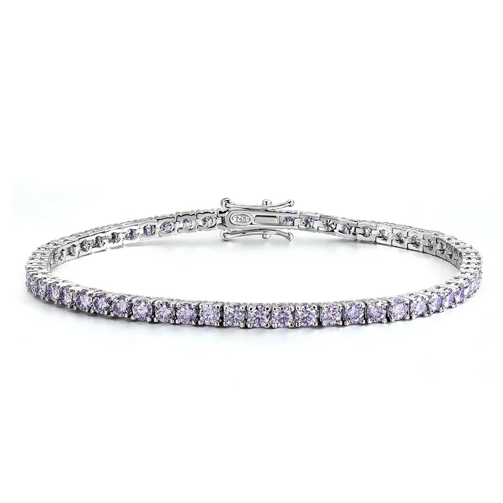 Purple Moissanite Tennis Bracelet GRA Certified Lab Diamond s925 Sterling Silver 18k Wedding Bracelets for Women Man