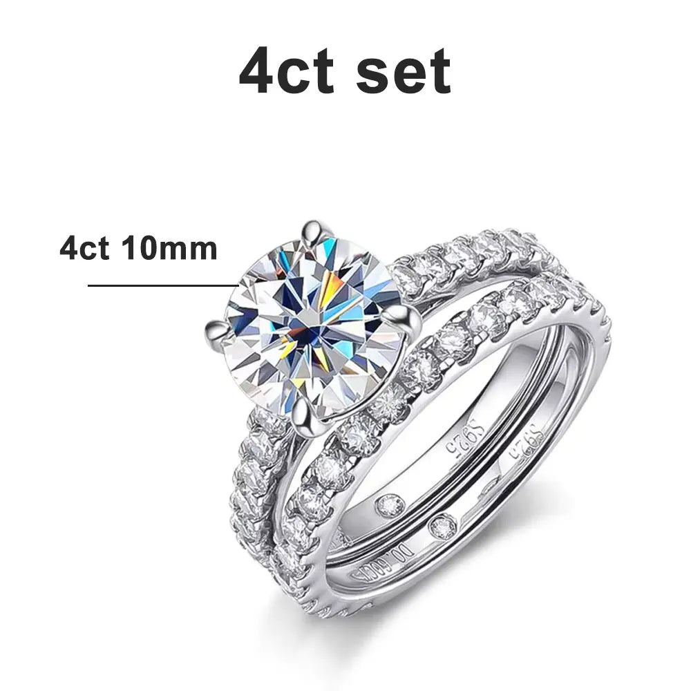 D VVS1 Moissanite Bridal Set - S925 Sterling Silver 4.2ct