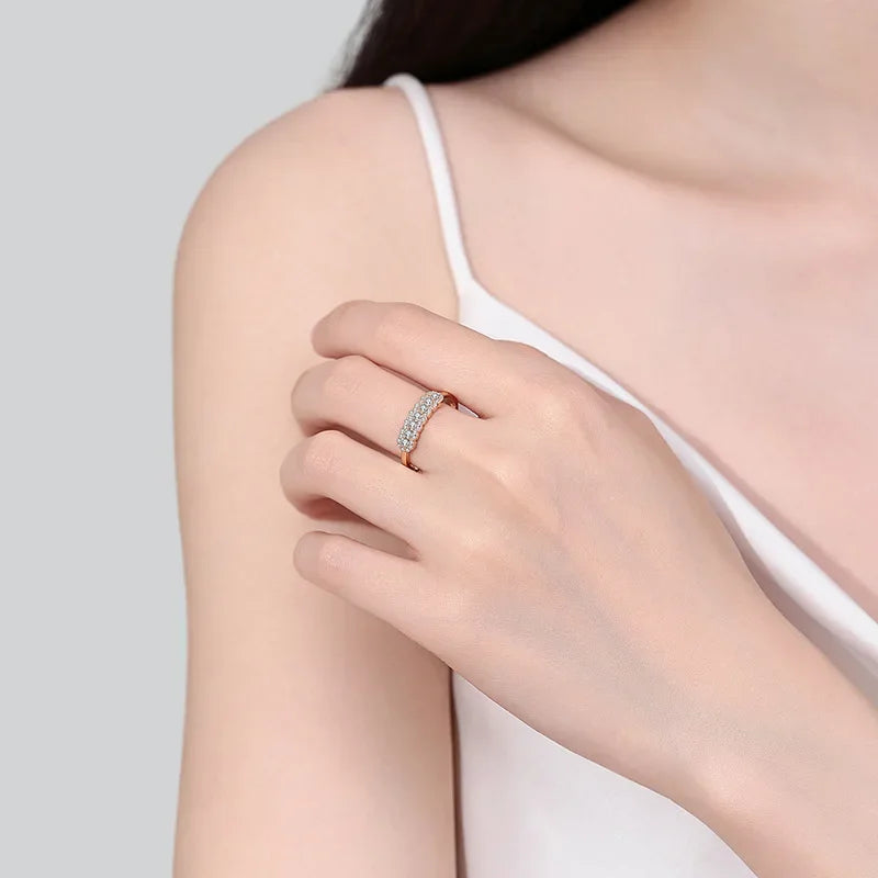 Women Wedding Band 18K Rose Gold Valentine's Day Rings Moissanite Diamond 0.37CT Engagement Girlfriend Birthday Gift Anniversary