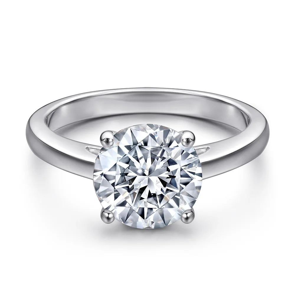 Moissanite Diamond 925 Sterling Silver 2 Ct D Color Woman Ring Prong Setting Trendy Wedding Bands