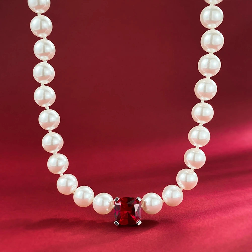 Pendant Pearl Necklace Moissanite