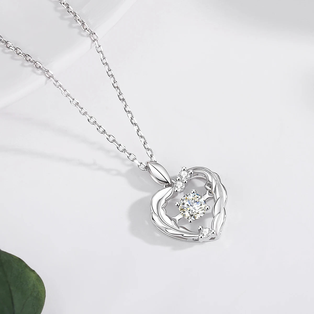 Heart Pendant Necklace Moissanite Women 100% 925 Sterling Silver