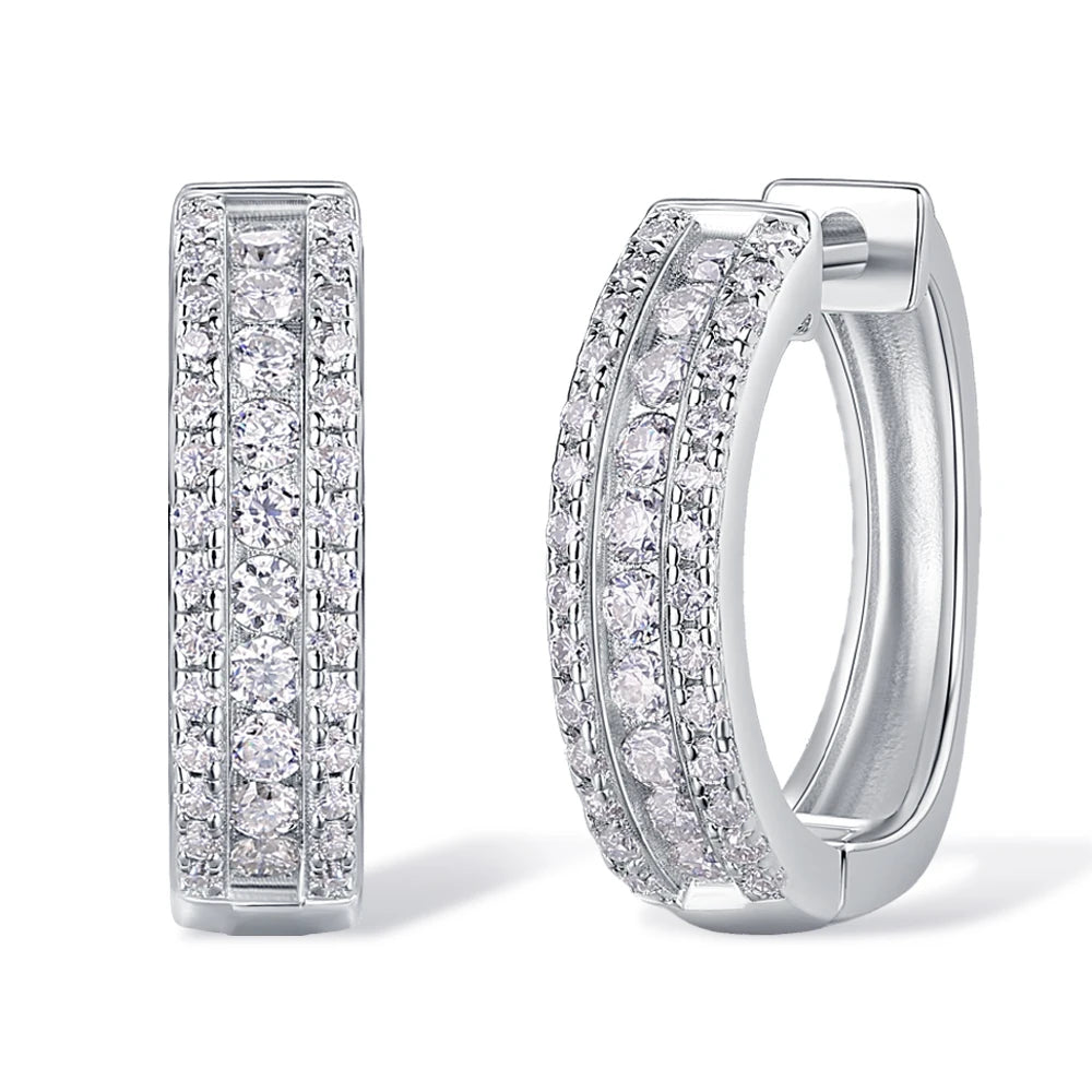 Full Moissanite Earrings for Women 18K Real Gold Plated 925 Sterling Silver Huggie Hoop Ear Piercing Earrings for Her
