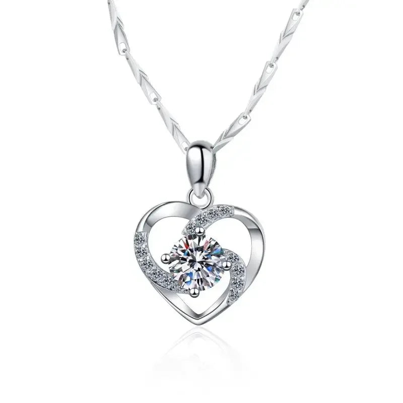 Girl Birthday Gift 18K White Gold Valentine's Day Necklaces 0.8CT Moissanite Diamond Pendant PT950 Women Wedding Fine Jewelry