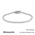 Moissanite Tennis Bracelet 2mm D Color 925 Sterling Silver with White Gold Plated Bracelets for Women Pass Diamond Tester