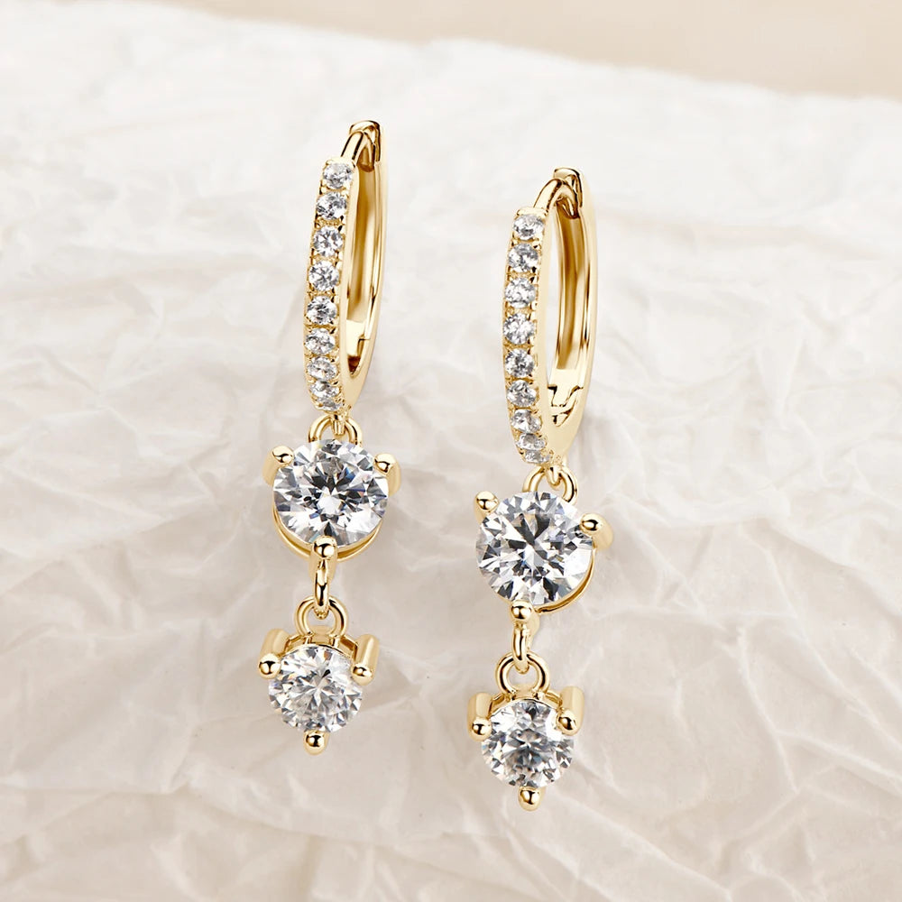 D Color Full Moissanite Drop Earrings For Women S925 Silver 1.6 Carat Diamond Earring Wedding Party Fine Jewelry