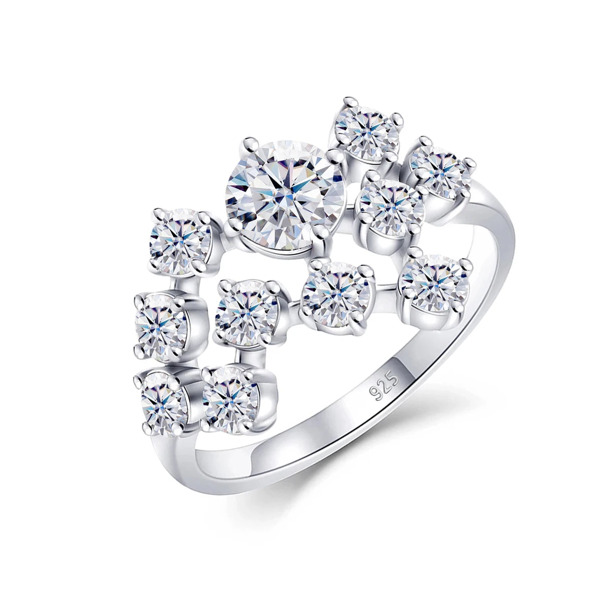 Full Moissanite Ring Woman Infinity Trend Jewelry For Engagement 1.5ct
