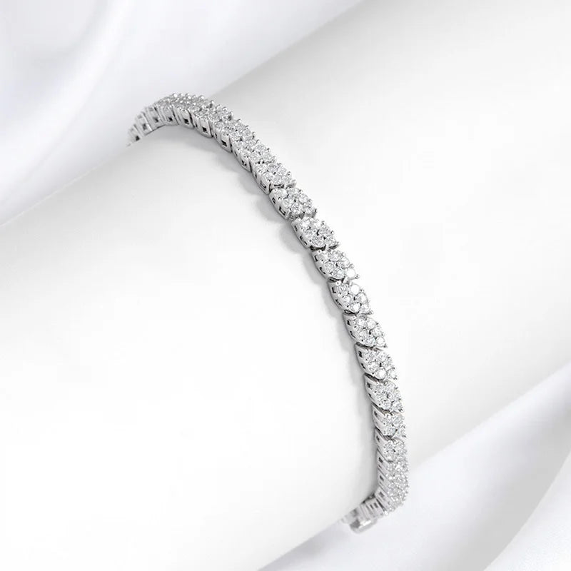 18K Plated All Moissanite Tennis Bracelet for Women Lab Created Diamond Chain 925 Sterling Silver Jewelry GRA