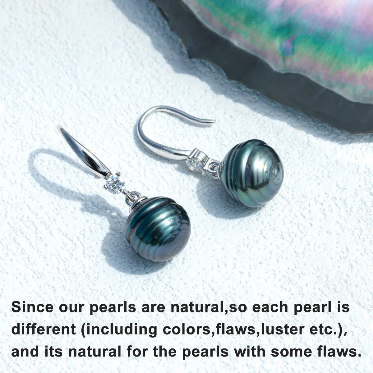 9-11mm Natural Tahitian Black Pearl Earrings