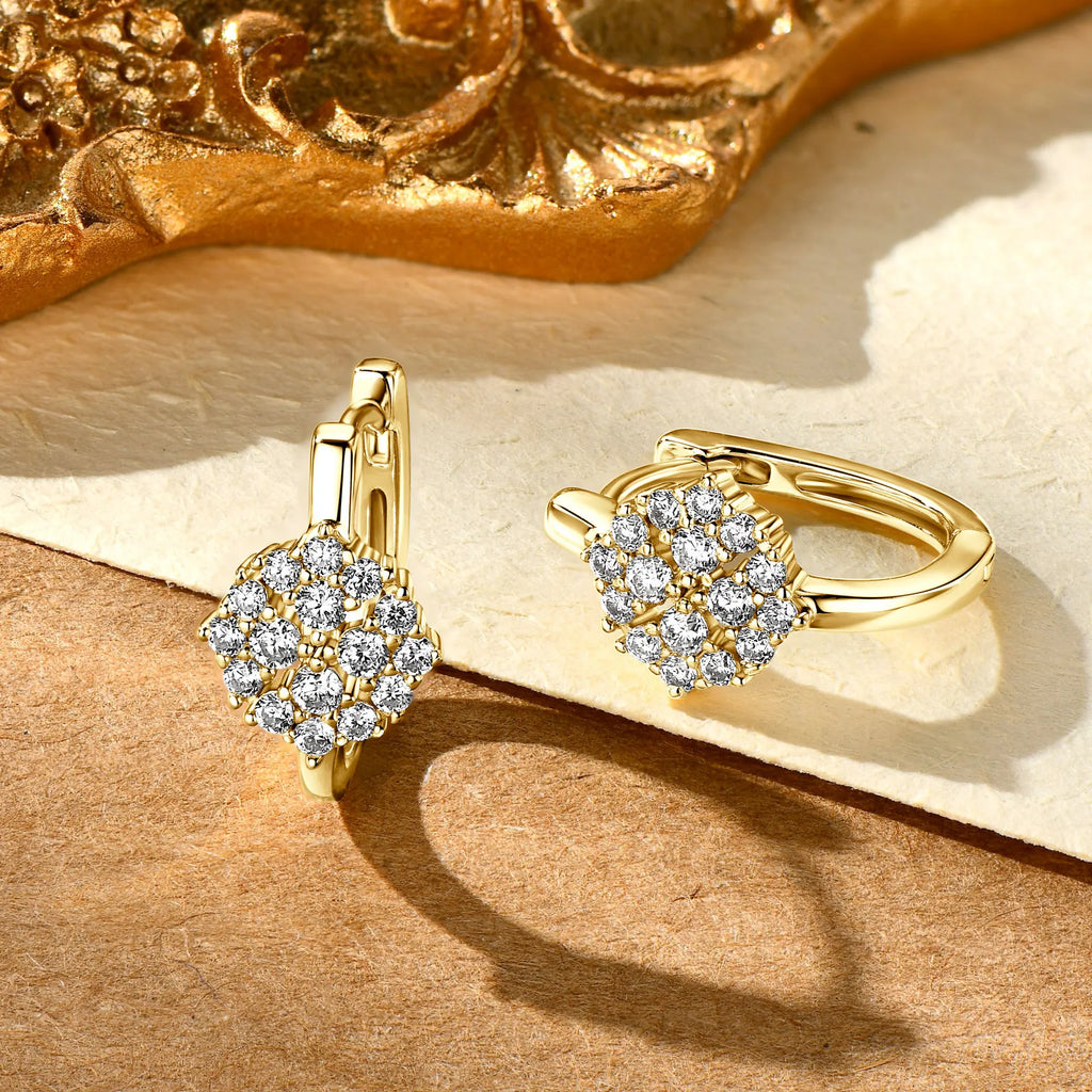 Hoop Earrings for Women 18K Real Gold Plated 925 Sterling Silver Hypoallergenic Earring Certified All Moissanite