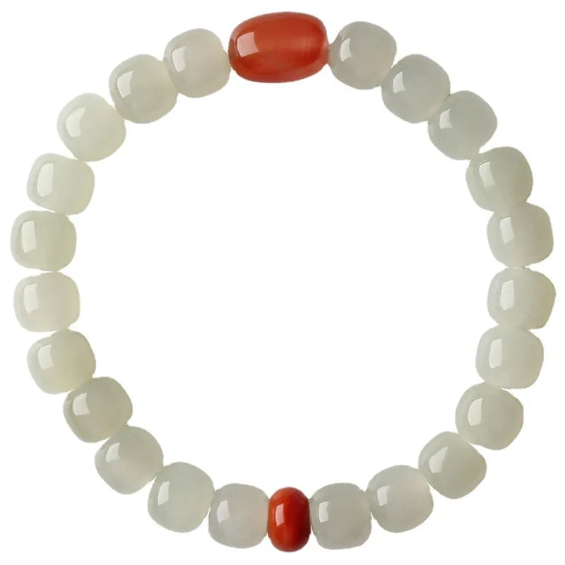 Red Agate For Men And Women Bracelet Natural White Stone Bracelet