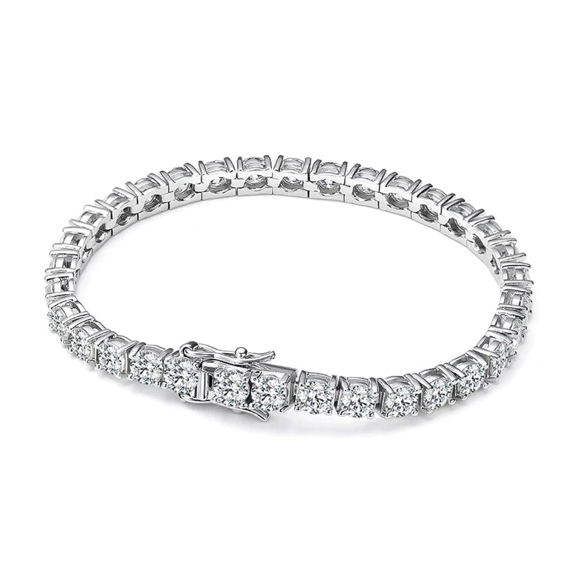 Moissanite Tennis Bracelet Full Diamond GRA 925 Silver Plated 18k Wedding Party Jewelry Bracelets for Women Man 3mm 4mm