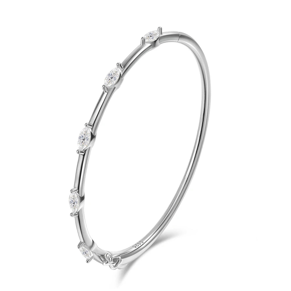 5-Stone Marquise Moissanite Bangle | D VVS1 S925 Silver