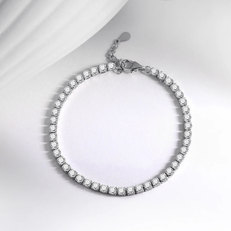 Moissanite Tennis Bracelet 3mm for Women Man Full Diamond Adjustable 15-20CM S925 Sterling Silver Jewelry GRA