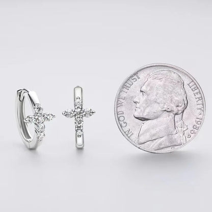 Moissanite Cross Hoop Earrings