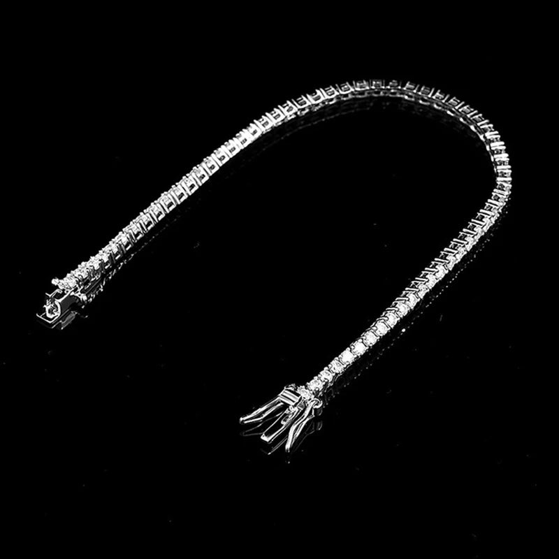 Moissanite Tennis Bracelet 2mm D Color 925 Sterling Silver with White Gold Plated Bracelets for Women Pass Diamond Tester