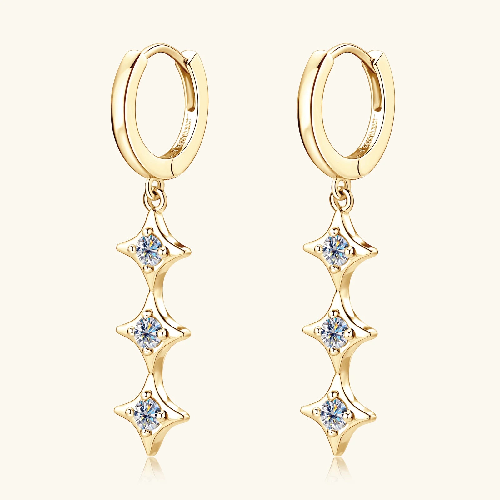 Moissanite Drop Earrings 925 Sterling Silver Long Dangle Earrings for Women Trendy Jewelry 18K Gold Plated