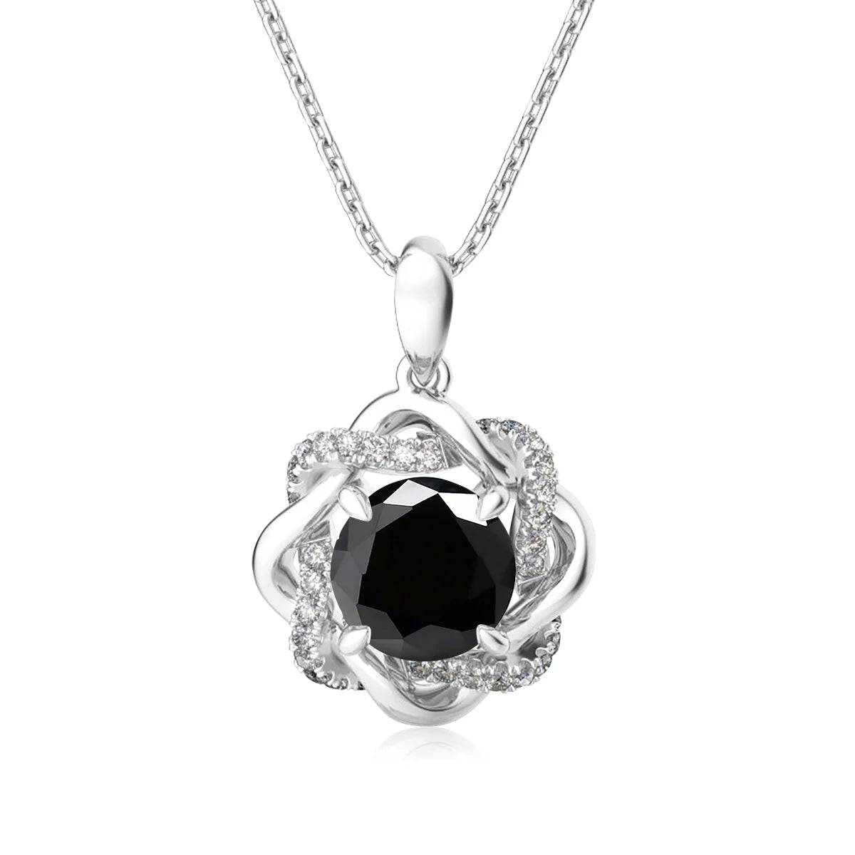 3ct 9mm Black Moissanite Necklace For Women Solid Silver 925
