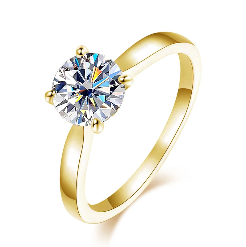 D VVS1 Moissanite Solitaire Ring - S925 Sterling Silver 0.5ct - 2ct