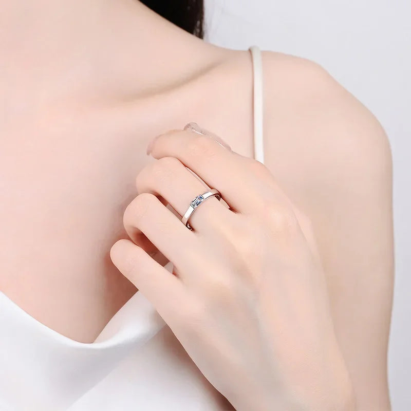 Daughter Birthday Gift 18K White Gold Women Wedding Band 0.5CT Moissanite Diamond Girl PT950 Platinum Rings Lady Valentine's Day