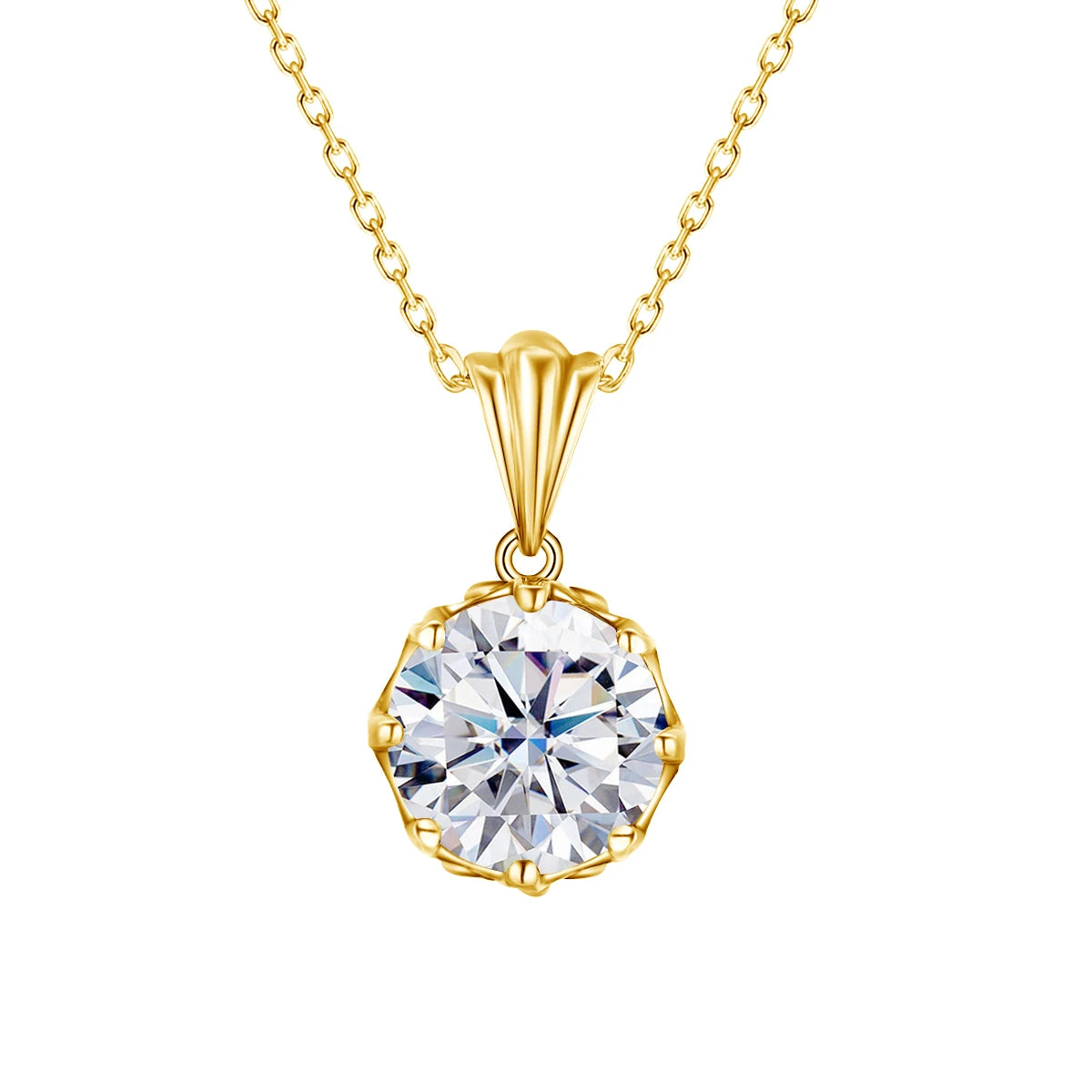 Moissanite Necklace For Women D Color Round Cut Pure 925 Silver 4 Carat