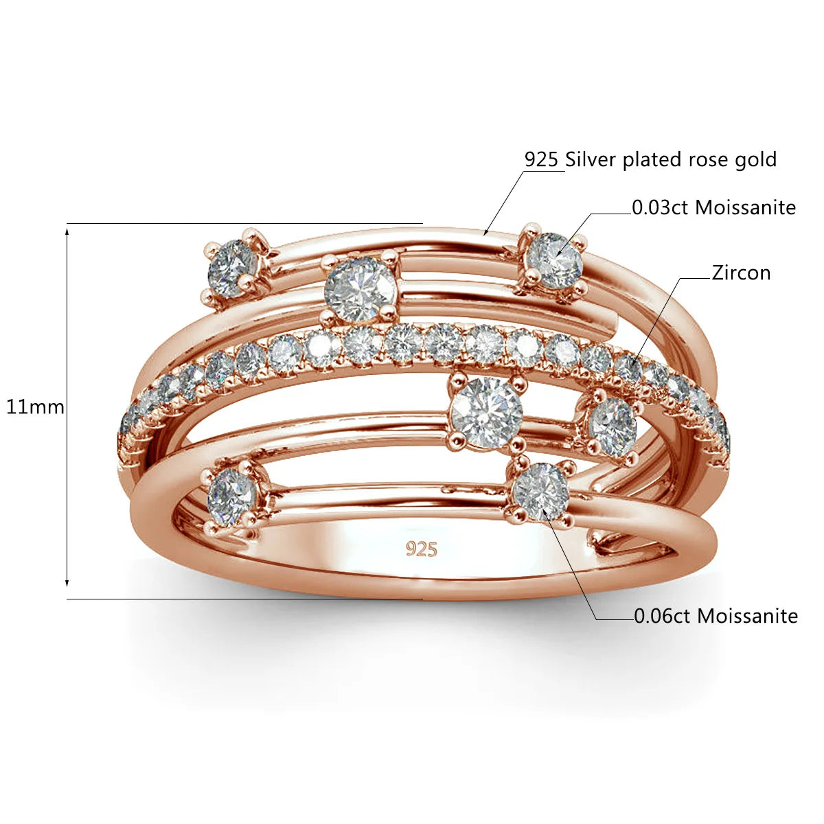 Moissanite Ring Eternity Wedding Band Solid 925 Silver