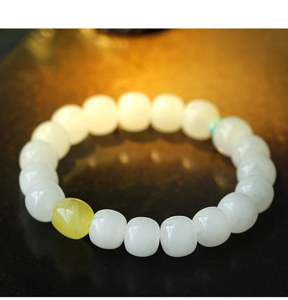 Elastic Bracelet Charms Luxury Fine Jewelry 10MM Natural White Jade Jasper