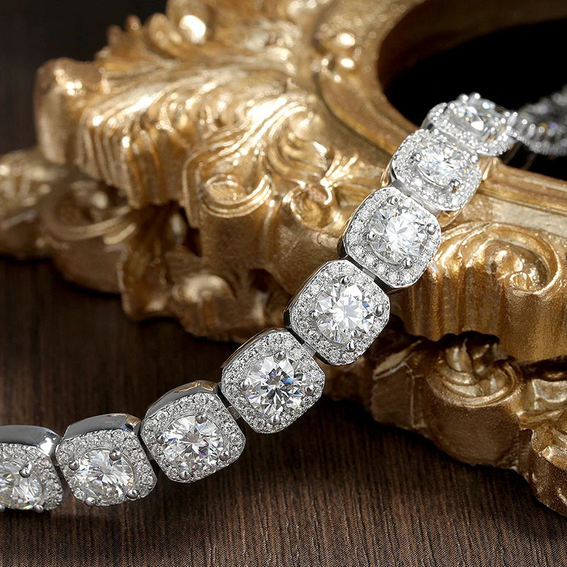 Moissanite Tennis Bracelet Original s925 Sterling Silver Plated 18k White Gold