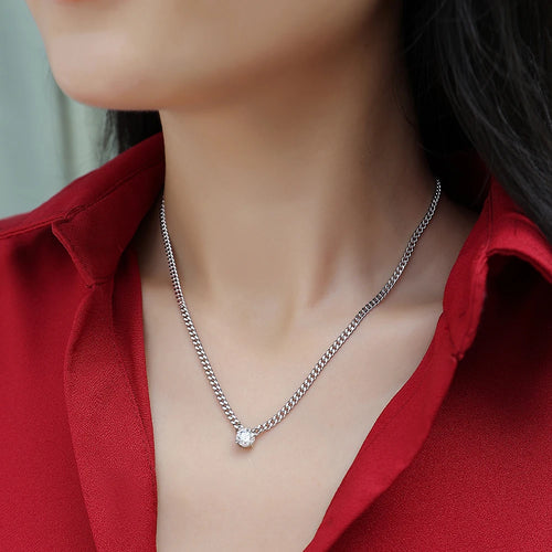 100% 925 Silver Cuban Chain Necklace 1 Carat Moissanite Pendant Necklaces for Women Men Plated 18k Gold Jewelry with Certificate