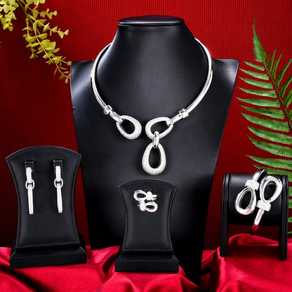 Necklace Bracelet Earrings Ring Jewelry Sets 4PCS