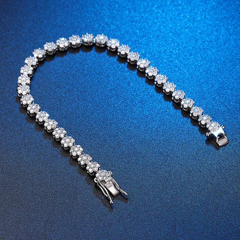 Full Moissanite Tennis Bracelets for Woman 925 Sterling Silver Lab Diamond Women's Hand Bracelet Chain Luxury Jewelry