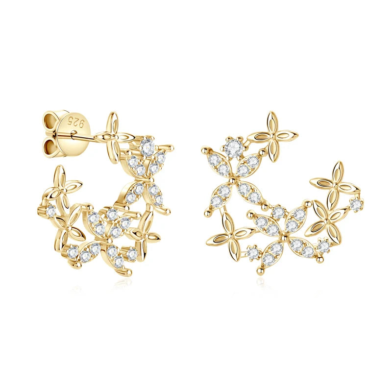 Leaf-Shape Moissanite Stud Earring Original 925 Sterling Silver Earrings