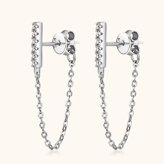 Full Moissanite Tassel Earrings Stud Ear