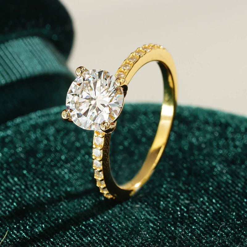Wedding Band 18K Gold Women Engagement Rings 1/2CT Around Moissanite Diamond Girl Friend Birthday Lover Christmas Gift Daughter