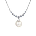 Valentine's Day Girlfriend 18K White Gold Wedding 0.36CT Moissanite Diamond 8mm Pearl Pendant PT950 Platinum Necklaces for Women