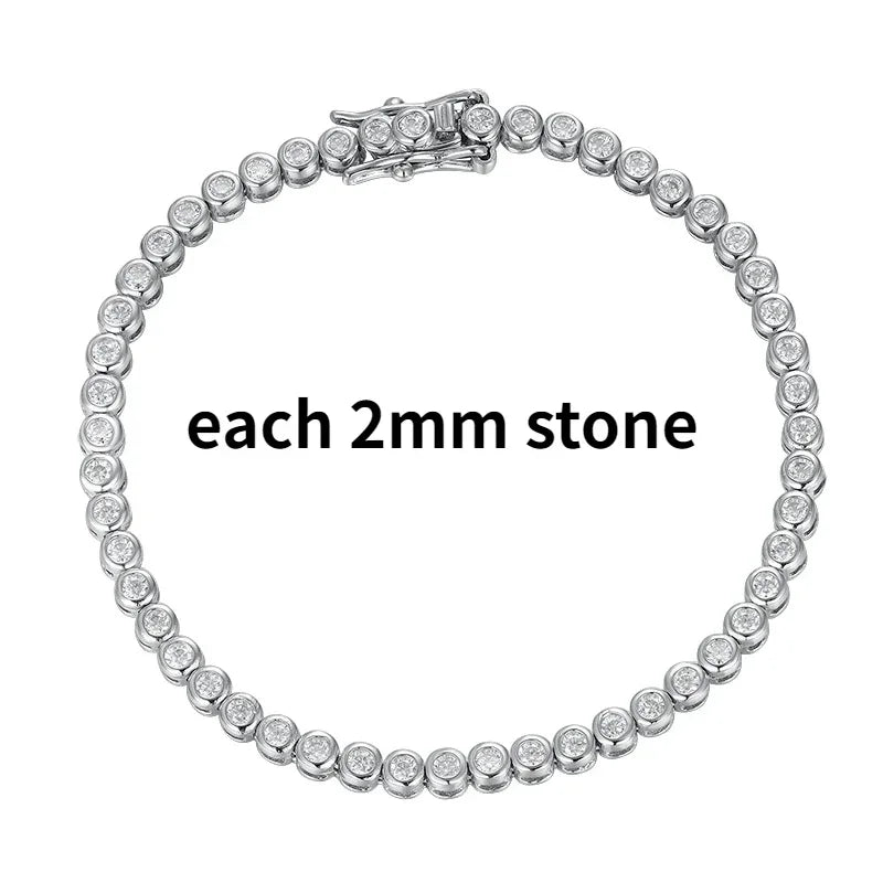 Real Moissanite Tennis Bracelet 2-6.5mm for Women Christmas Gift Platinum Plated 100% 925 Sterling Silver Wedding Jewelry