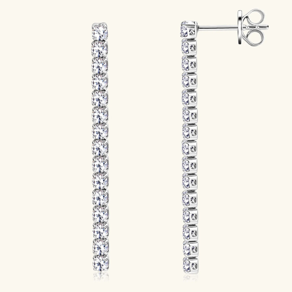 Dangle Earrings 925 Sterling Silver Gold Silver Color Long Tassel Drop Earring for Women 2.5mm Moissanite Party Wedding  Jewelry