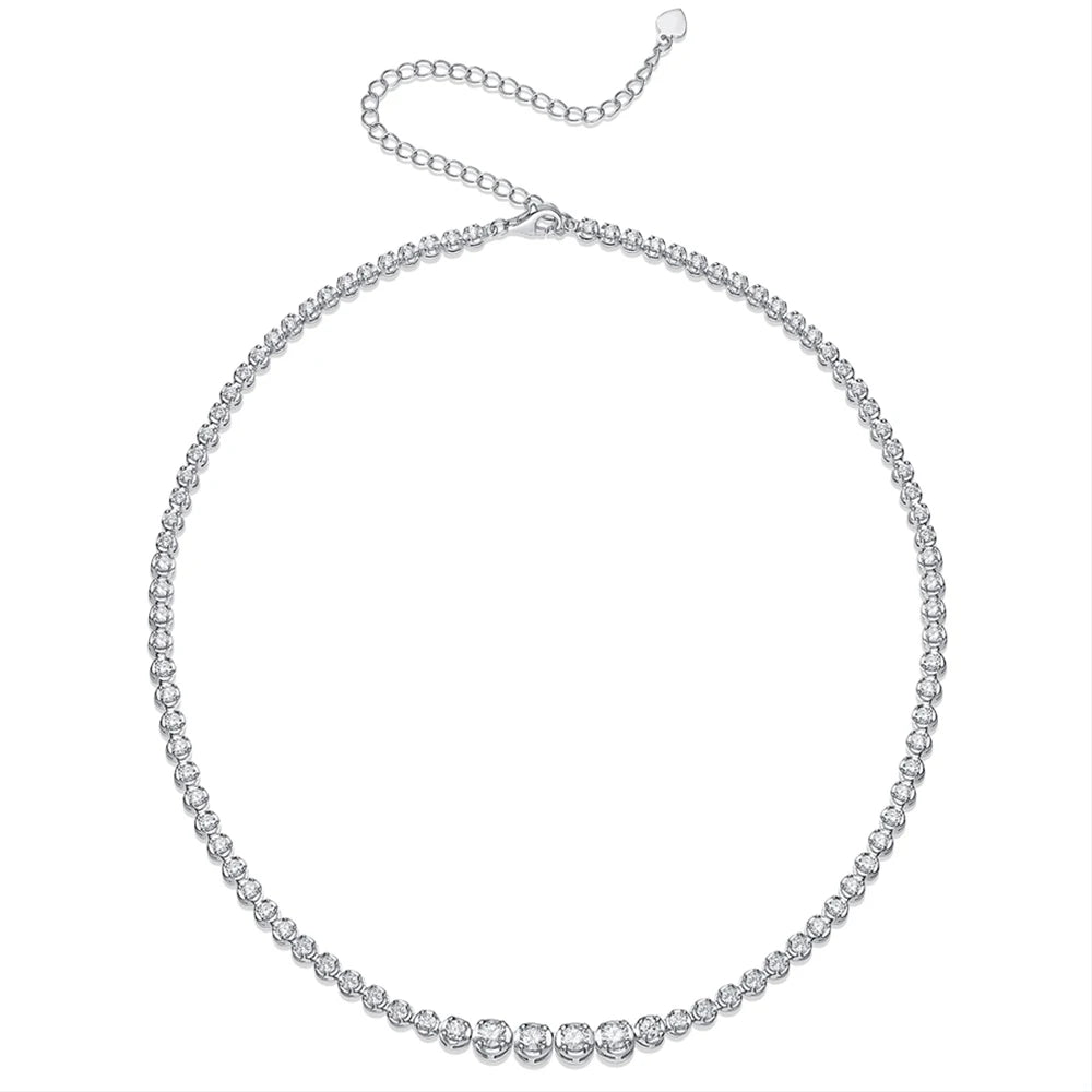 Moissanite Tennis Necklace for Women S925 Sterling Silver Plated Gold 1.2 Carat Diamond Chain Necklaces Wedding Party Jewelry